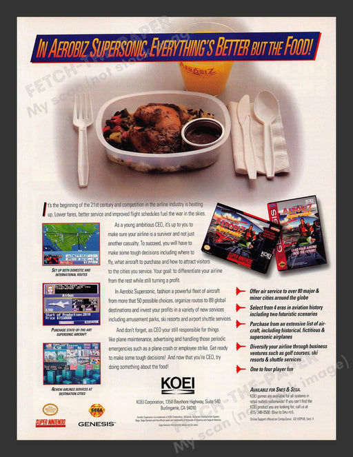 Aerobiz Super Nintendo Video Game 1990s Print Advertisement Ad 1994