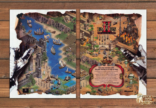 Age of Empires II: The Age of Kings Map 1990s Video Game Print Ad (2 pg) 1999