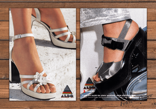Aldo Shoes Platform Sandals Wedge Heels 1 Page (Front/Back) Print Ad 1998 1990s