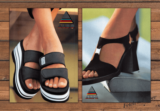 Aldo Shoes Platform Slides Black Heels 1 Page (Front/Back) Print Ad 1998 1990s