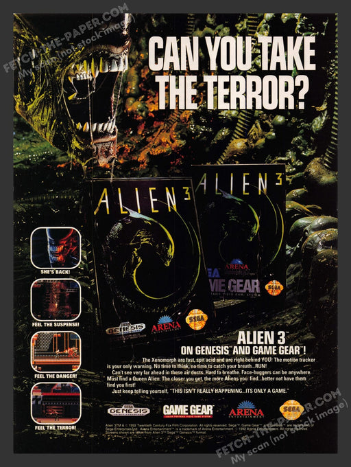 Alien 3 Video Game 1990s Print Advertisement Ad 1992