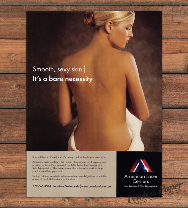 American Laser Centers Bare Back Woman Towel Sexy Skin Print Ad 2008 2000s