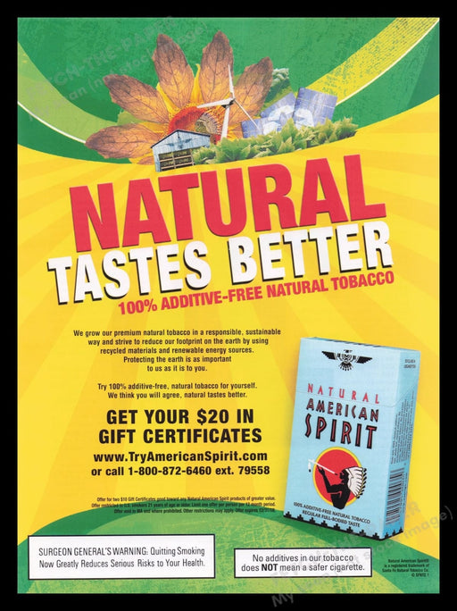 American Spirit Cigarette 2000s Print Advertisement Ad 2008 Natural Farm