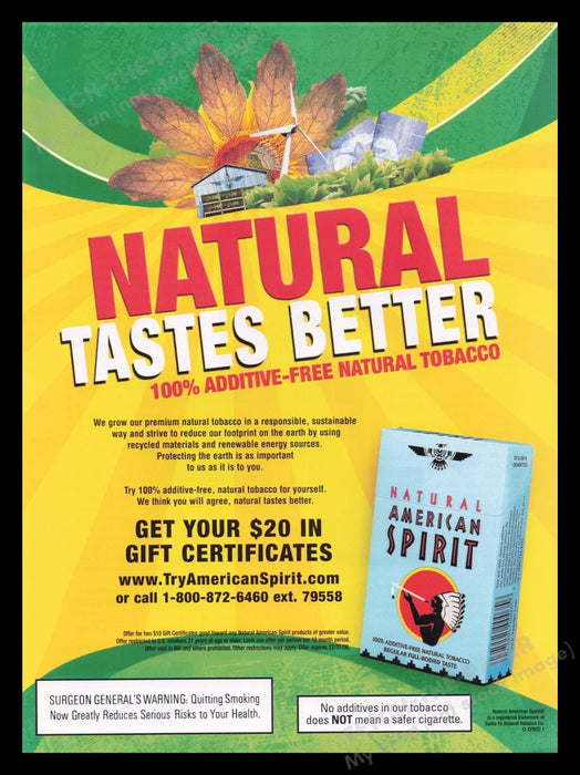 American Spirit Cigarette 2000s Print Advertisement Ad 2008 Natural Farm