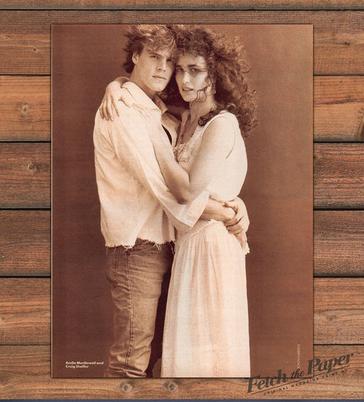 Andie MacDowell Craig Sheffer Couple Embrace Sepia Magazine Photo 1985 1980s