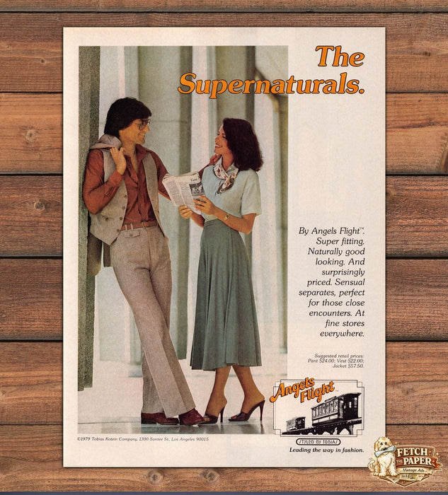 Angels Flight Supernaturals Vest Pants Wrap Skirt Couple Print Ad 1979 1970s