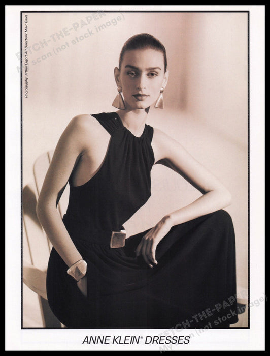 Ann Klein Dresses 1980s Print Advertisement Ad 1989 Sexy Model Fetch the Paper!