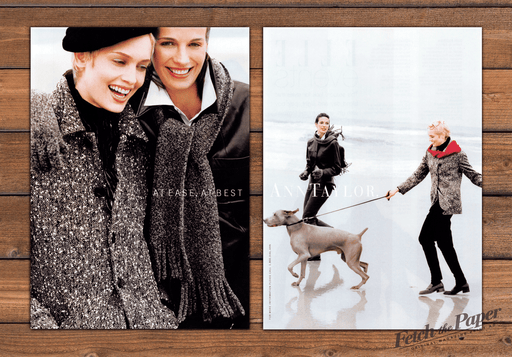 Ann Taylor Women With Weimaraner Dog on Beach Print Ad 1997 1990s (2pgs)