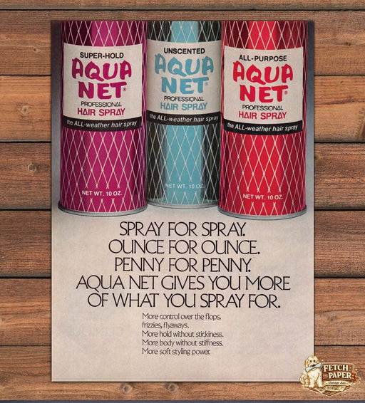 Aqua Net Professional Hair Spray Super Hold Unscented Print Ad 1981 1980s
