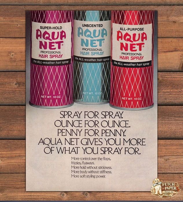 Aqua Net Professional Hair Spray Super Hold Unscented Print Ad 1981 1980s