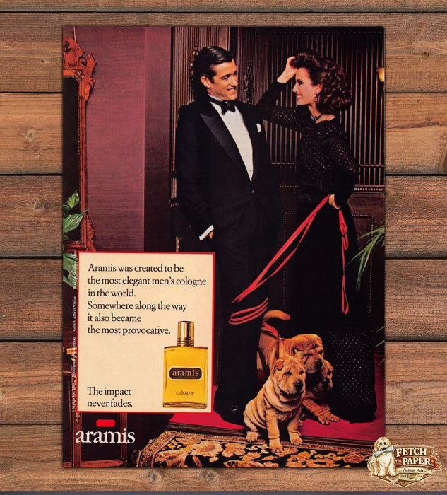 Aramis 1980s Print Advertisement 1984 Shar Pei Dog (See Description)