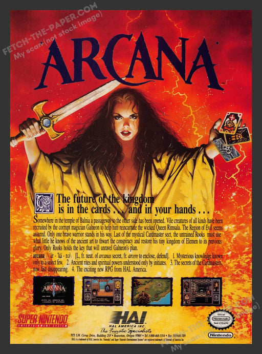 Arcana Video Game 1990s Print Advertisement Ad 1992