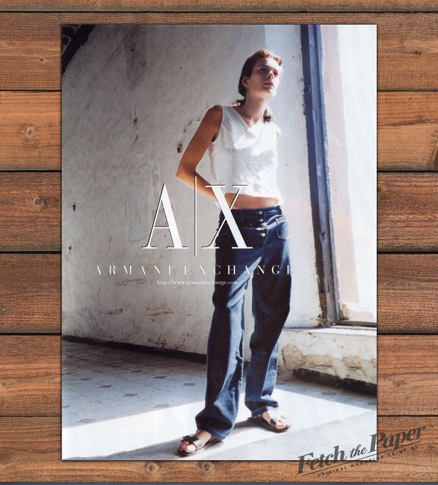 Armani Exchange A|X Jeans White Crop Top Model Window Light Print Ad 1997 1990s