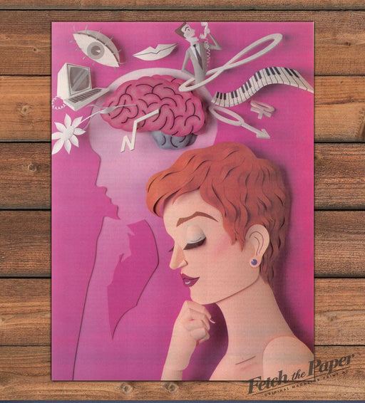 Artist Ajin “Brains You Were Born With” Magazine Illustration 1986 1980s