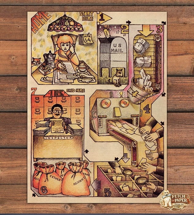 Artist Isadore Seltzer “The Awesome IRS” Tax Return Illustration 1978 1970s