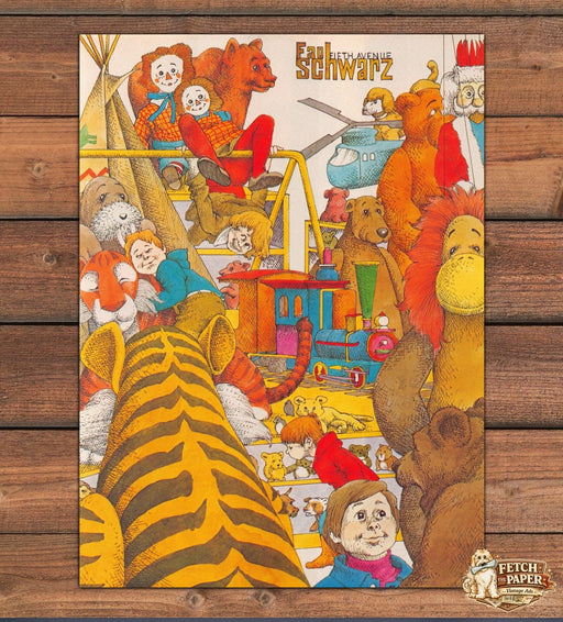 Artist Ray Cruz “F.A.O. Schwarz Toy Chest” Illustration Print Ad 1979 1970s