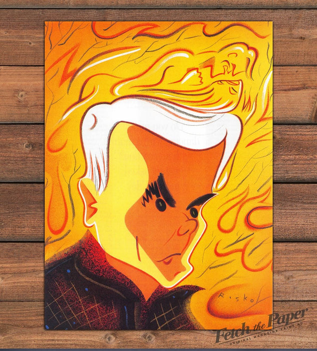Artist Risko Orange Flame-Haired Man Magazine Illustration 1993 1990s