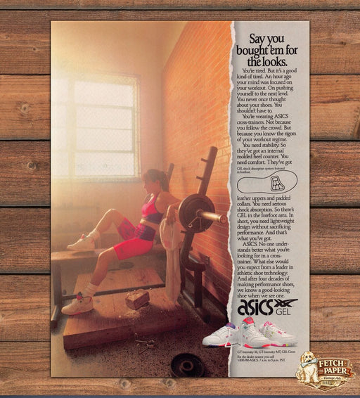 Asics Gel Cross Trainers Weight Bench Pink Shorts Print Ad 1991 1990s