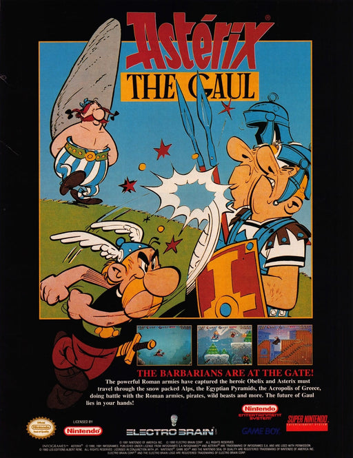 Asterix the Gaul Video Game 1990s Print Advertisement Ad 1993