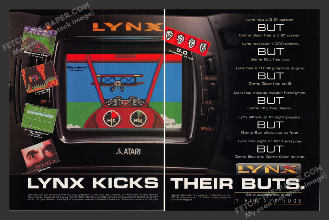 Atari LYNX Console Video Game 1990s Print Advertisement (2 Page) Ad 1993