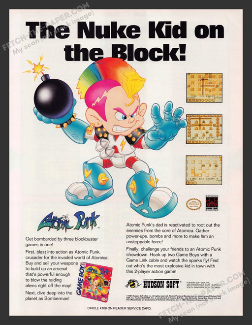 Atomic Punk Video Game 1990s Print Advertisement Ad 1991