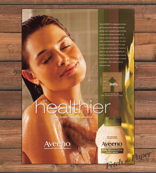 Aveeno Daily Moisturizing Body Wash Woman Shower Print Ad 2008 2000s