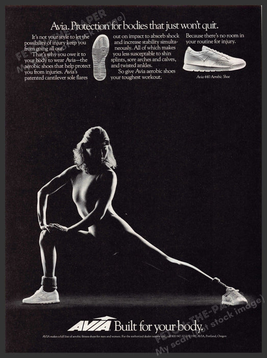 Avia 1980s Magazine Print Advertisement 1985 440 Aerobic Shoe Legs Long Avia