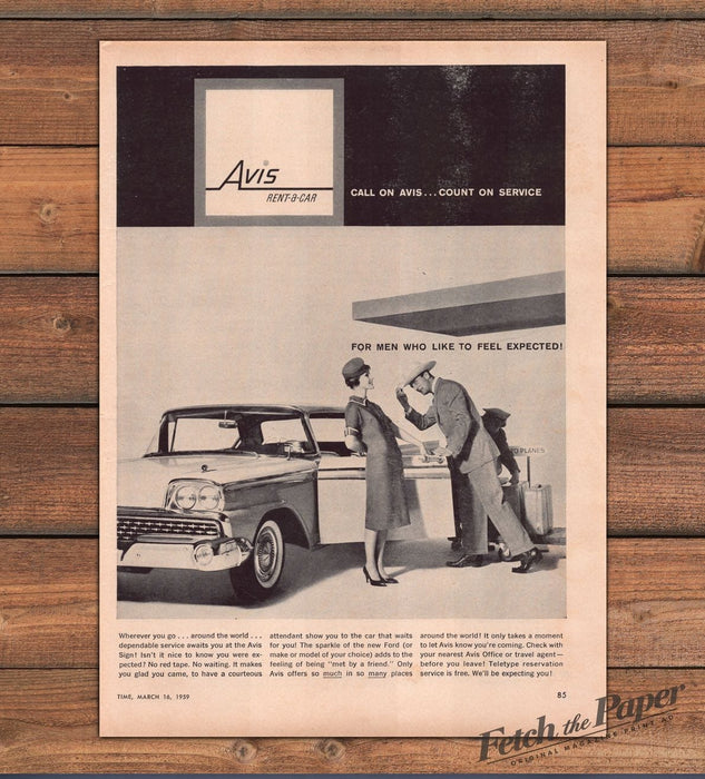 Avis Rent-a-Car Count On Service Cowboy Hat Uniform Woman Print Ad 1959 1950s