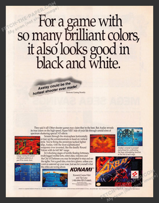 Axelay Video Game 1990s Print Advertisement Ad 1992