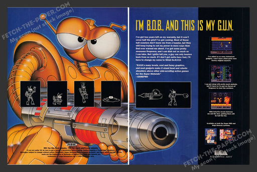 B.O.B. Video Game 1990s Print Advertisement 2 Page Ad 1993