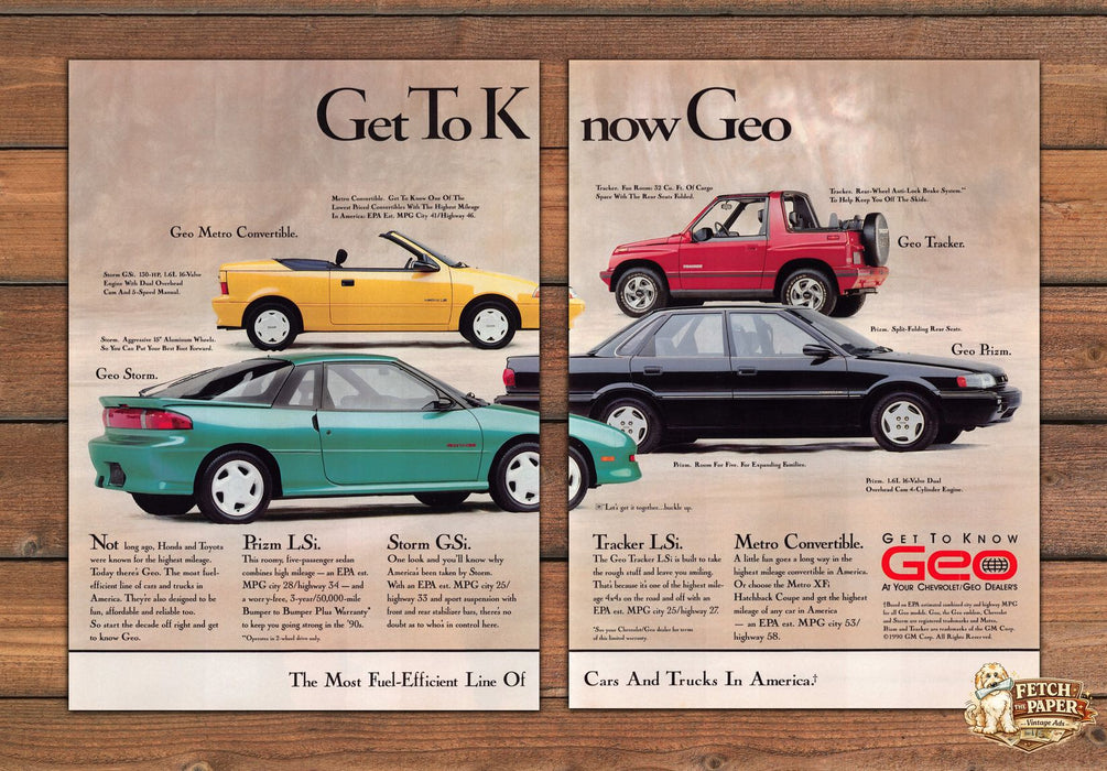 Geo Metro Storm Tracker Prizm Get to Know Geo Lineup Print Ad 1991 1990s