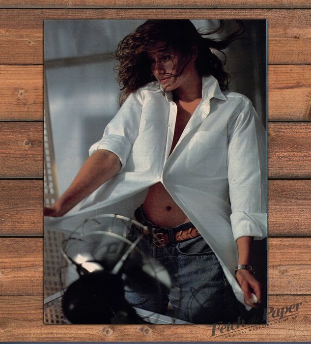 Beat The Heat Open White Shirt Fan Curly Hair Jeans Magazine Photo 1985 1980s