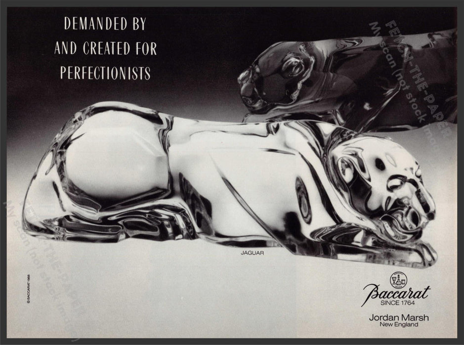 Baccarat Jaguar 1980s Print Advertisement Ad 1988 Jordan Marsh Fetch-the-Paper