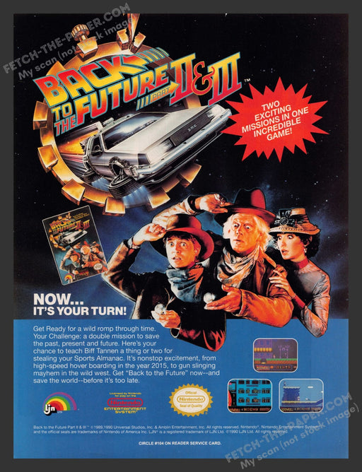 Back to the Future II & III Video Game 1990s Print Advertisement Ad 1990