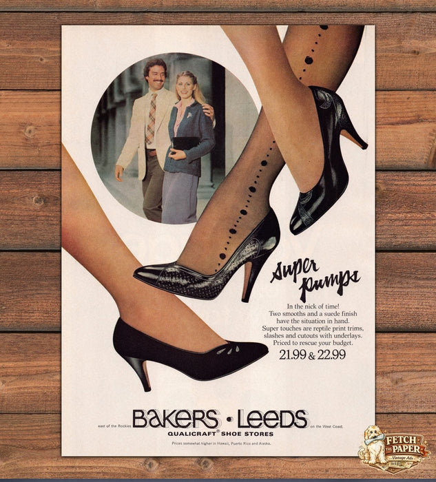 Bakers Leeds Shoes 1980s Print Advertisement Ad 1980 Super Pumps