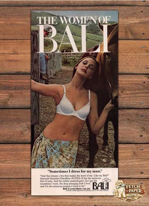 Bali Sensuale Seamless Decollete Bra Horse Sarong Skirt Print Ad 1979 1970s