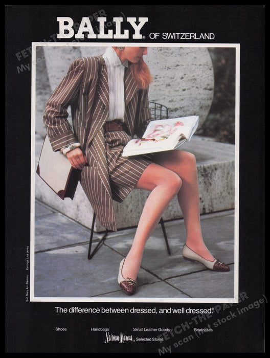 Bally Of Switzerland Clothing 1980s Print Advertisement Ad 1988 Legs Fetch the Paper!