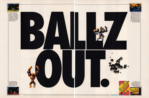 Ballz Out Video Game 1990s Print Advertisement 2 Page Ad 1994