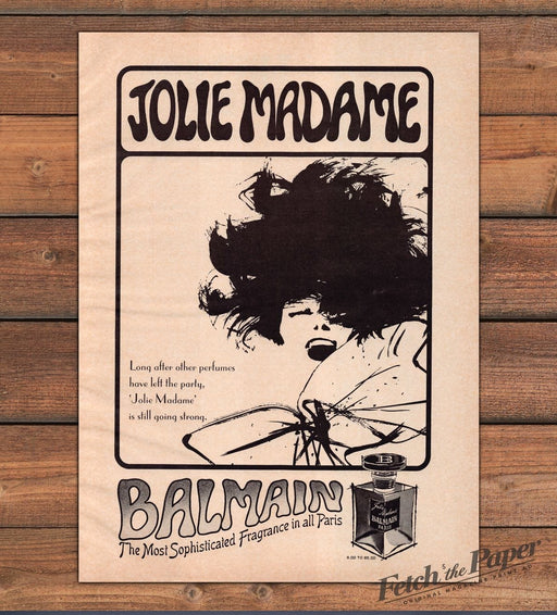 Balmain Jolie Madame Perfume Illustration Fragrance Paris Print Ad 1965 1960s
