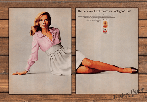 Ban Deodorant Woman Pink Dress Bare Legs Red Shoes Print Ad 1968 1960s (2pgs)