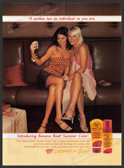 Banana Boat Summer Color Self Tan 2000s Print Advertisement 2005 Girls Legs Fetch-the-Paper