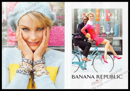 Banana Republic 2010s Print Ad (2 page) 2013 Legs Heels Bicycle Snowy Skirt