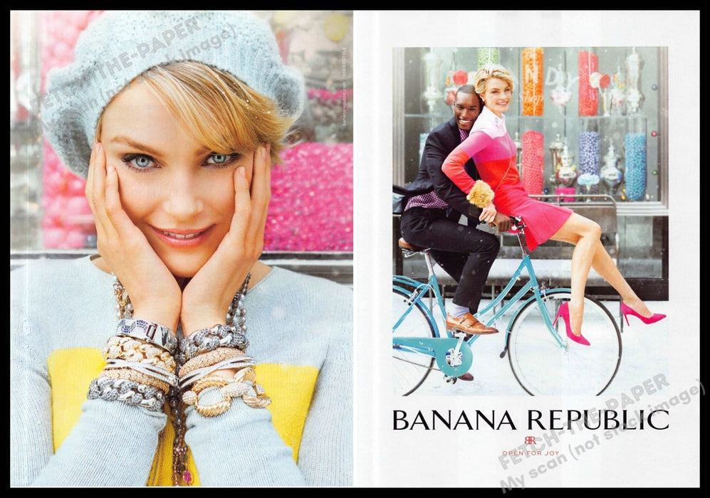 Banana Republic 2010s Print Ad (2 page) 2013 Legs Heels Bicycle Snowy Skirt