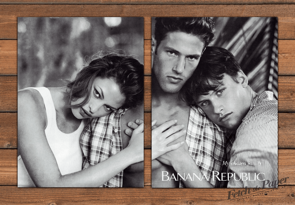 Banana Republic My Chosen Family Couple Hugging Print Ad 1993 1990s (2pgs)