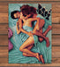 Bare Couple Embracing Turquoise Satin Sheets Candles Magazine Photo 1980 1980s