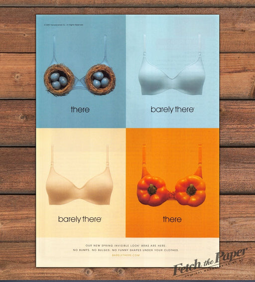 Barely There Invisible Look Bras Bird Nests Peppers Hanes Print Ad 2007 2000s