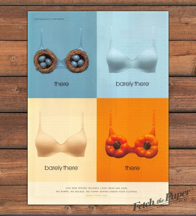 Barely There Invisible Look Bras Bird Nests Peppers Hanes Print Ad 2007 2000s