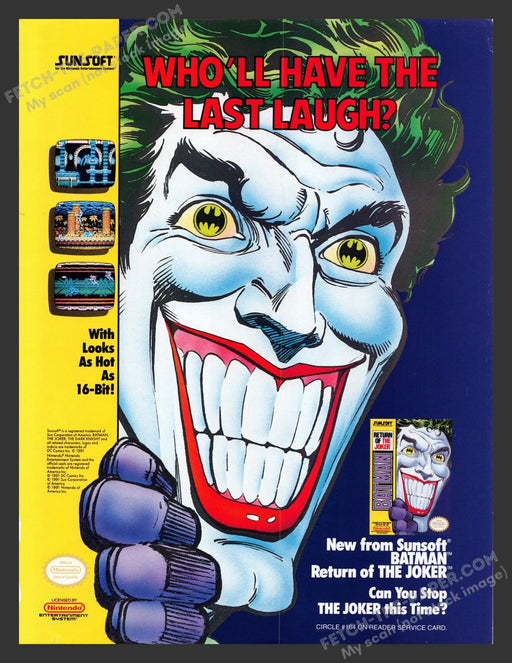 Batman: Return of the Joker Video Game 1990s Print Advertisement Ad 1991