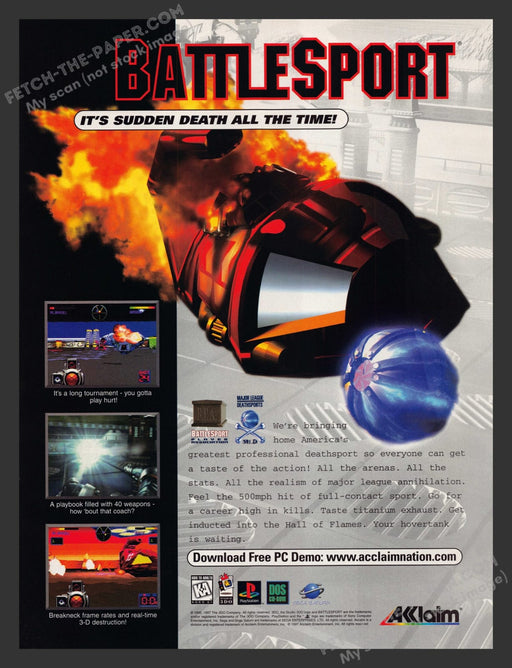 BattleSport 1990s Video Game Print Advertisement Ad 1997