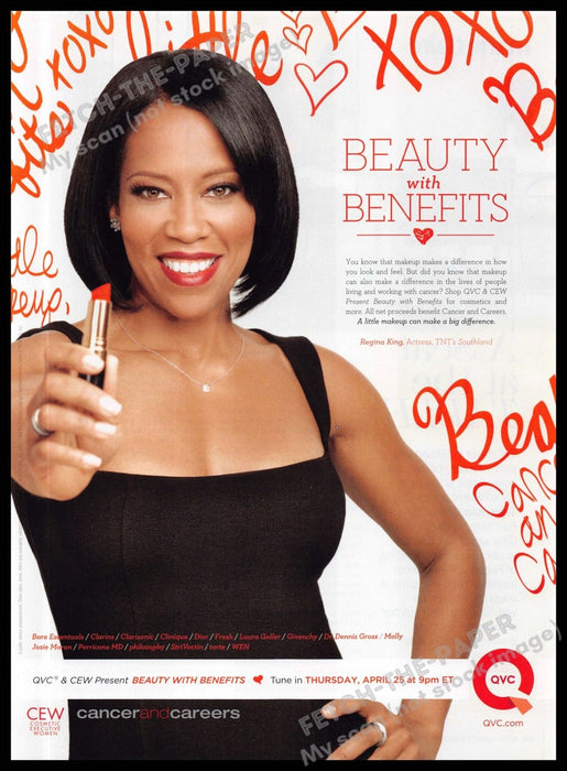 "Beauty with Benefits" 2010s Magazine Print Ad 2013 QVC Regina King Cause